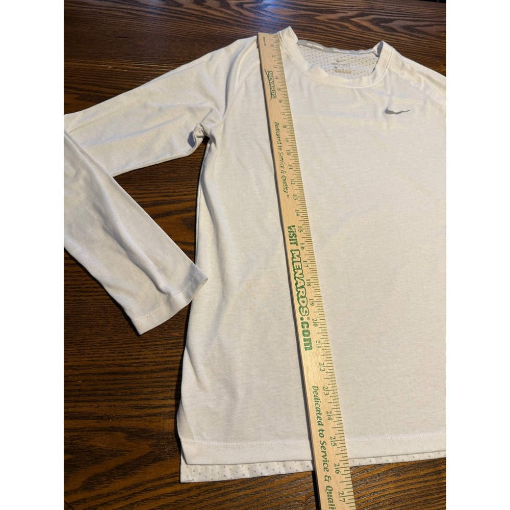 Nike Dri FIT Running Shirt Womens Large White Long Sleeve Perforated Workout - Picture 6 of 16